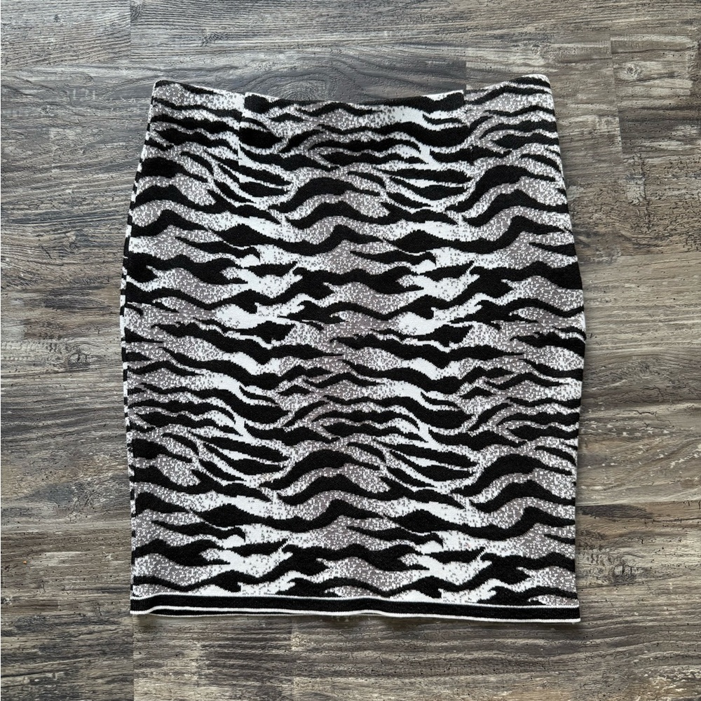 SS02 Christian Dior Intarsia Knit Zebra Mini Skirt